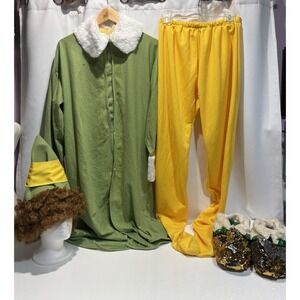 2014 Christmas Buddy the Elf  Costume XL Men Tights Jacket Wig Hat Shoes Holiday